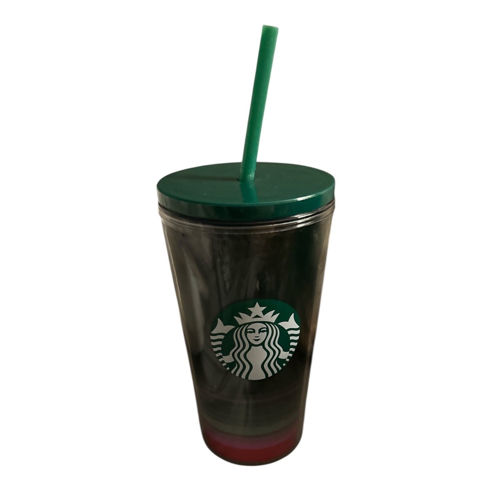 Starbucks 16oz Cold Cup Tumbler Green Red Stripes 2022 Holiday Limited